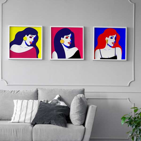 

3pcs Figure Graphic Unframed Painting, Multicolor