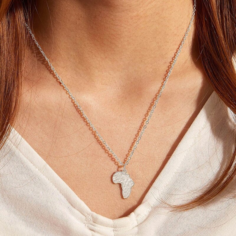 

Map Pendant Necklace, Silver