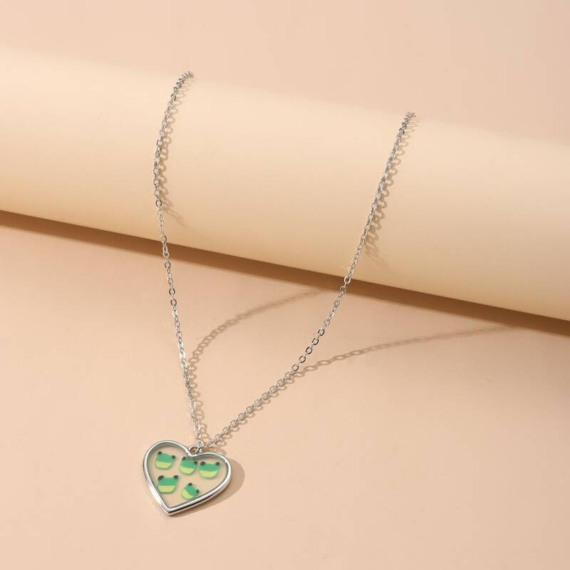 

Frog Graphic Pendant Necklace, Silver