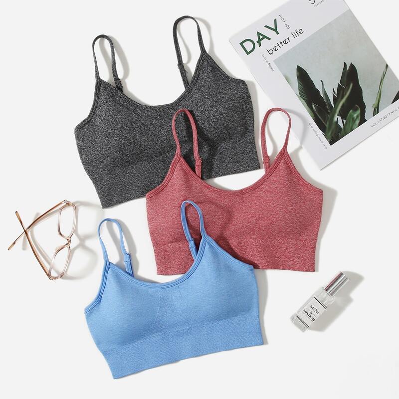 

3pack High Support Spaghetti Strap Sports Bra, Multicolor