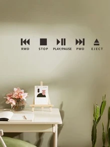 Pegatina de pared con estampado de letra - Negro - Ver 1