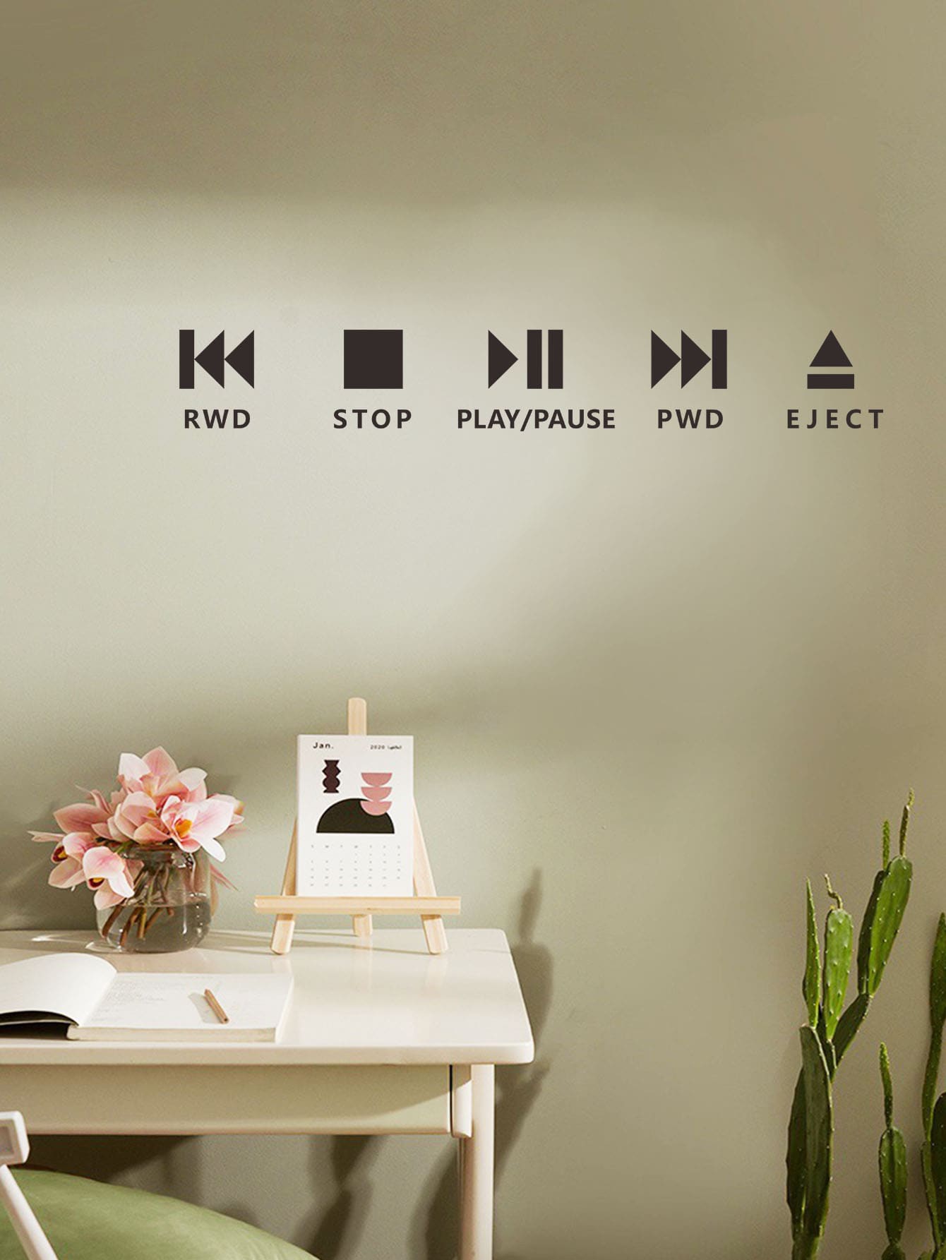 Pegatina de pared con estampado de letra - Negro - Ver 1