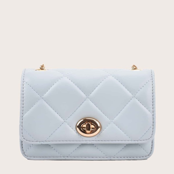 

Quilted Chain Crossbody Bag, Blue