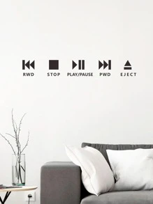 Pegatina de pared con estampado de letra - Negro - Ver 3