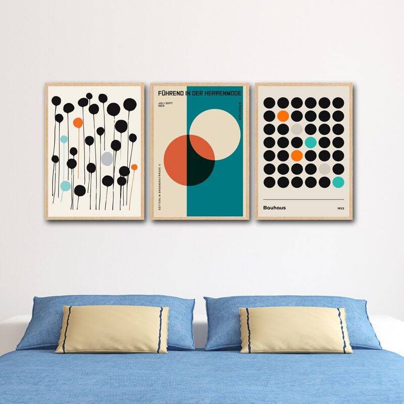 

3pcs Dot Print Unframed Painting, Multicolor