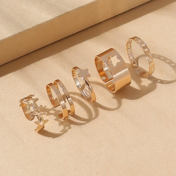 

5pcs Star Decor Ring, Gold