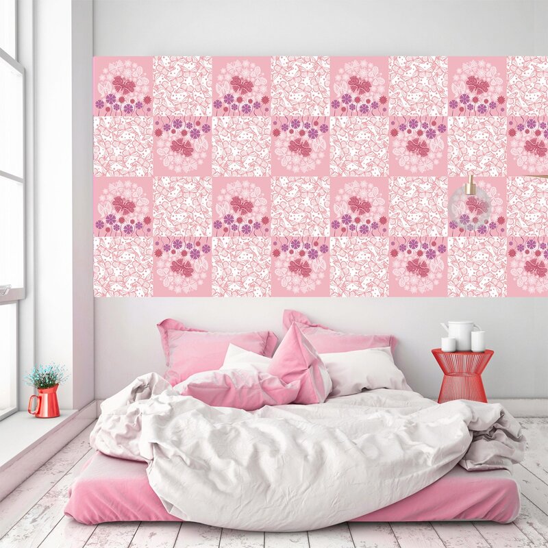 

6pcs Butterfly Print Wall Sticker, Pink