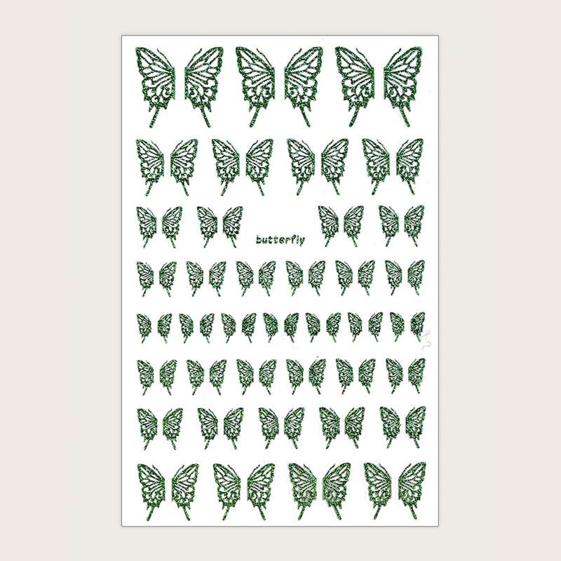 

1sheet Butterfly Pattern Nail Sticker, Green