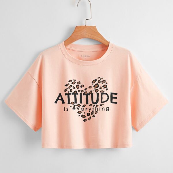 

Heart And Letter Graphic Tee, Baby pink