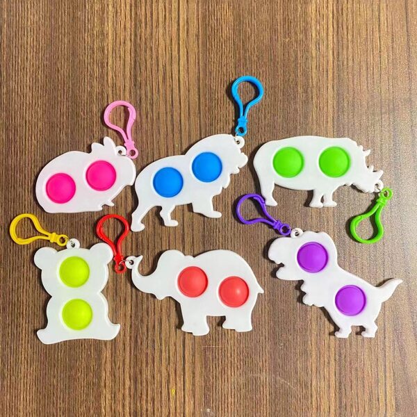 

6pcs Animal Shaped Simple Dimple Fidget Toy, Multicolor