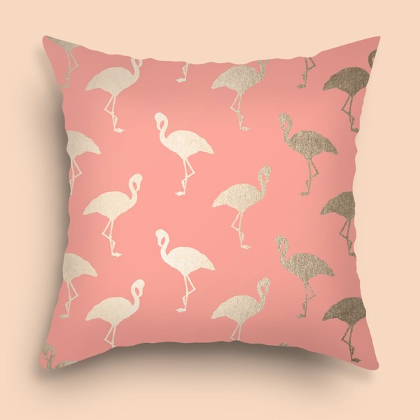 

Flamingo Print Cushion Cover Without Filler, Multicolor
