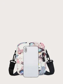 Mini Butterfly Graphic Crossbody Bag - Multicolor - View 2