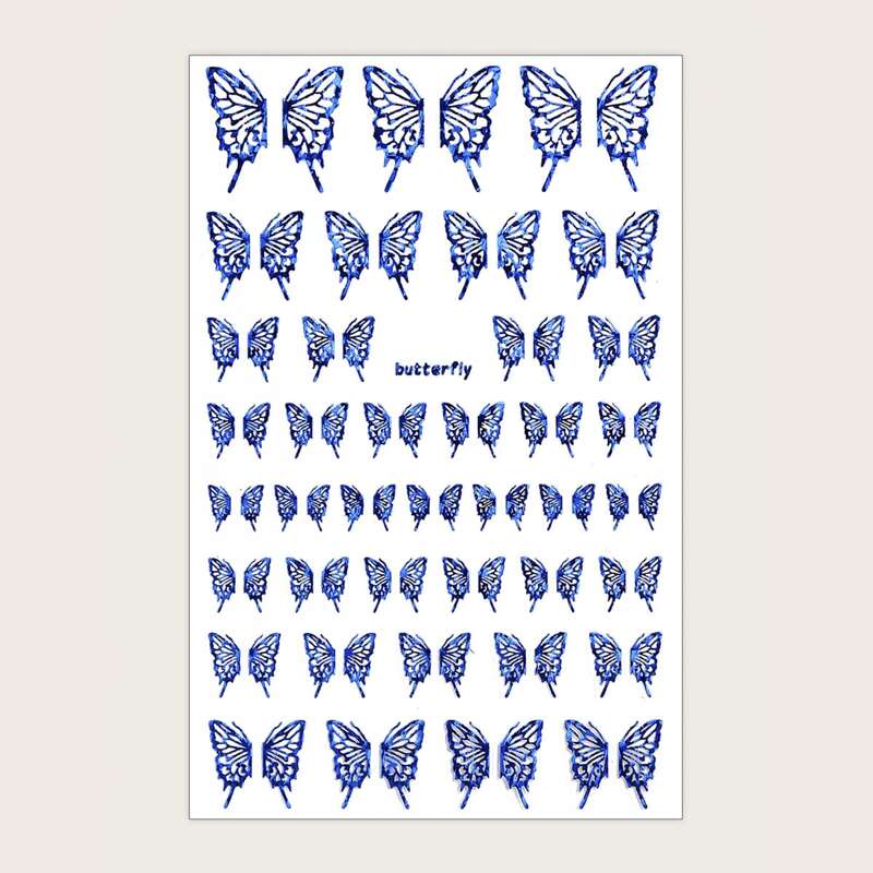 

1sheet Butterfly Pattern Nail Sticker, Royal blue