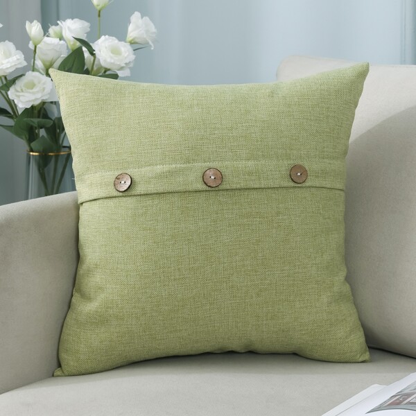 

Button Decor Cushion Cover Without Filler, Green