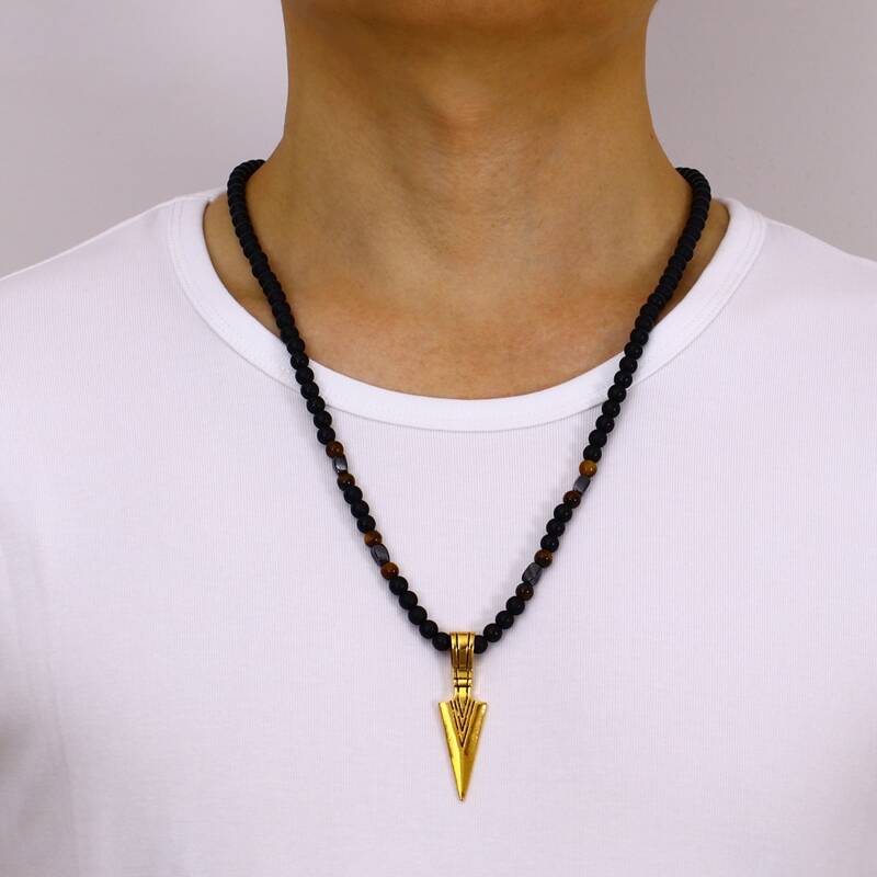 

Guys Geometric Charm Beaded Necklace, Multicolor