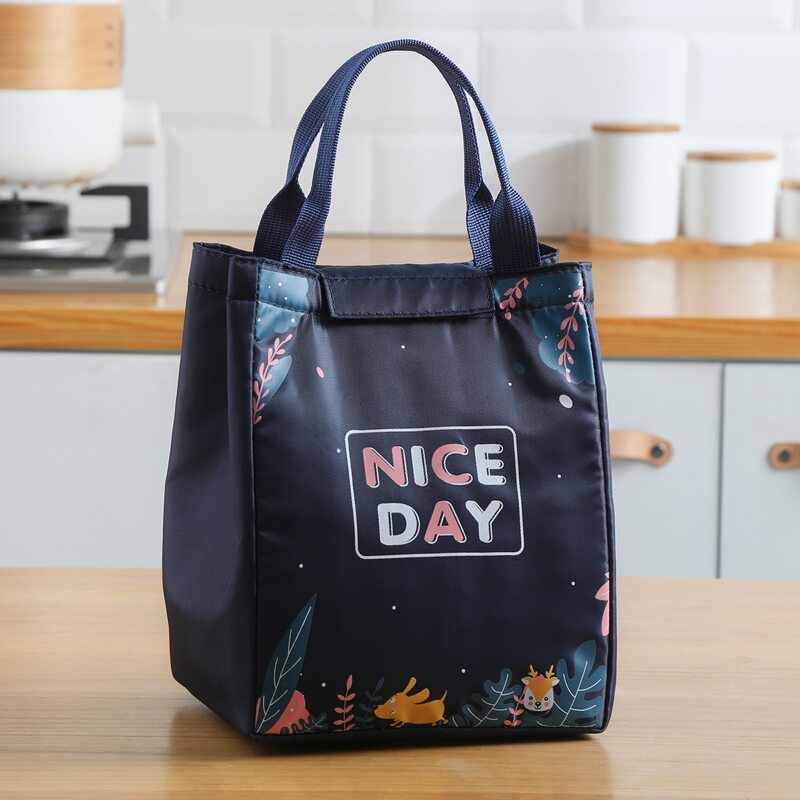 

Slogan Graphic Lunch Bag, Navy blue