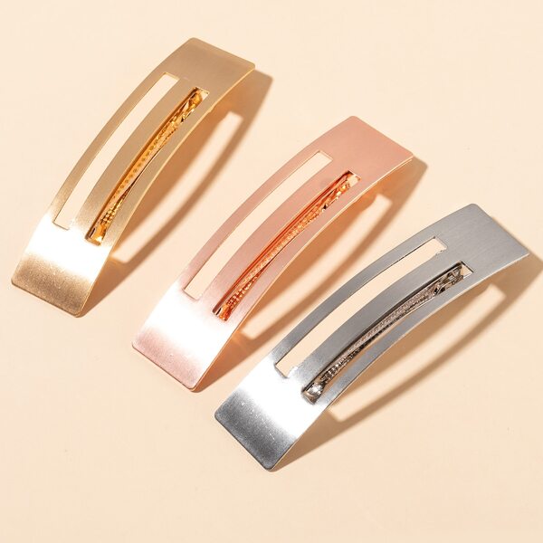 

3pcs Geometric Hair Clip, Multicolor