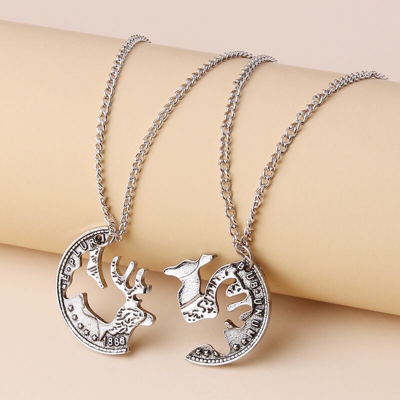 

2pcs Letter Engraved Necklace, Silver