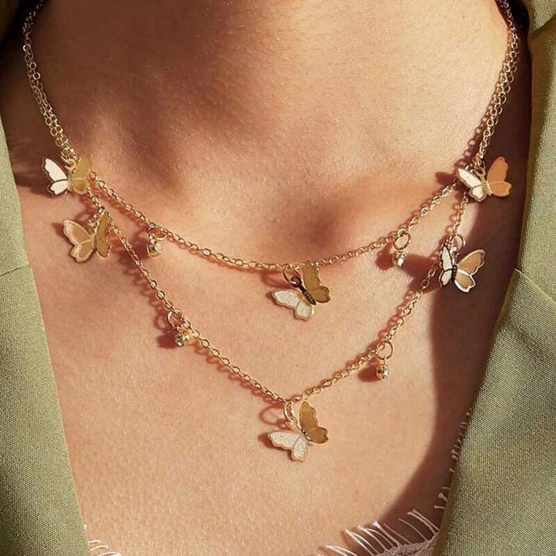 

Butterfly Layered Necklace, Gold