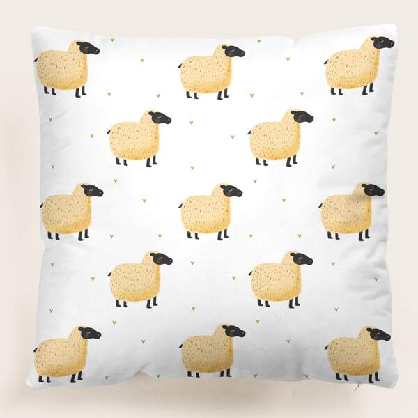 

Sheep Print Cushion Cover Without Filler, Multicolor