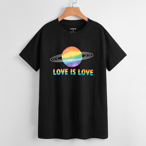 

Planets & Slogan Graphic Tee, Black