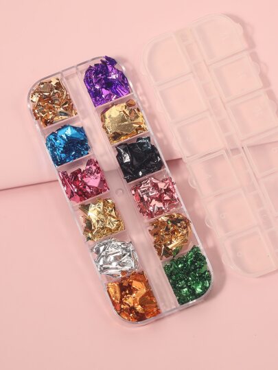 1Box Mix Color Foil Nail Art Decoration Diy Nail Charms Nail Gems Nail Supplies Nails