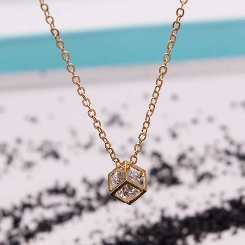 

Cube Pendant Necklace, Gold