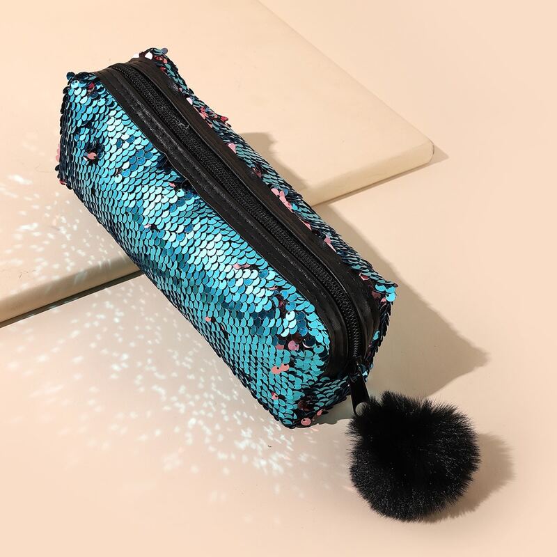 

1pc Sequin Decor Pencil Bag, Multicolor