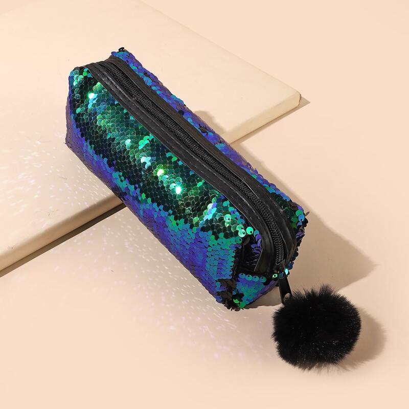 

1pc Sequin Decor Pencil Bag, Multicolor