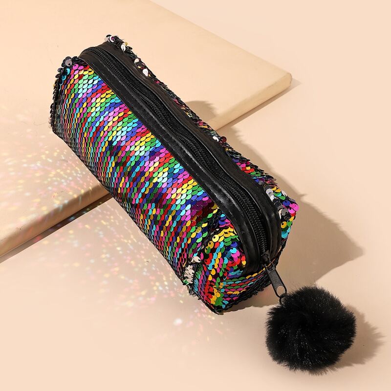 

1pc Sequin Decor Pencil Bag, Multicolor