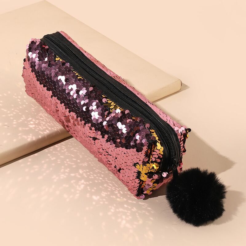 

1pc Sequin Decor Pencil Bag, Multicolor
