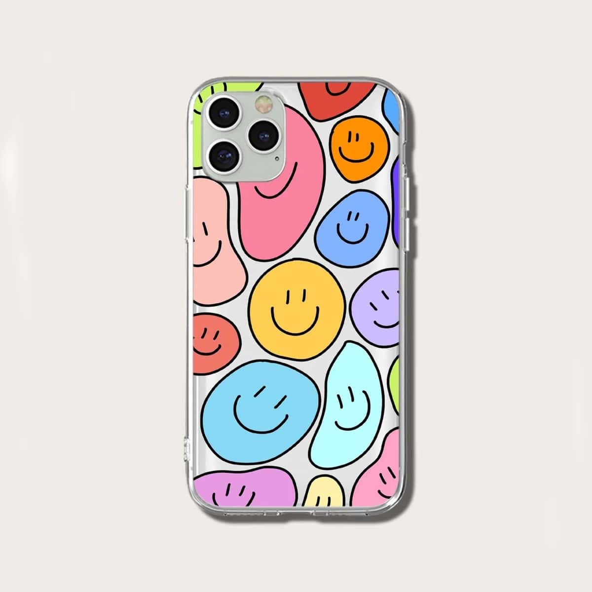 

Cartoon Face Print Phone Case, Multicolor
