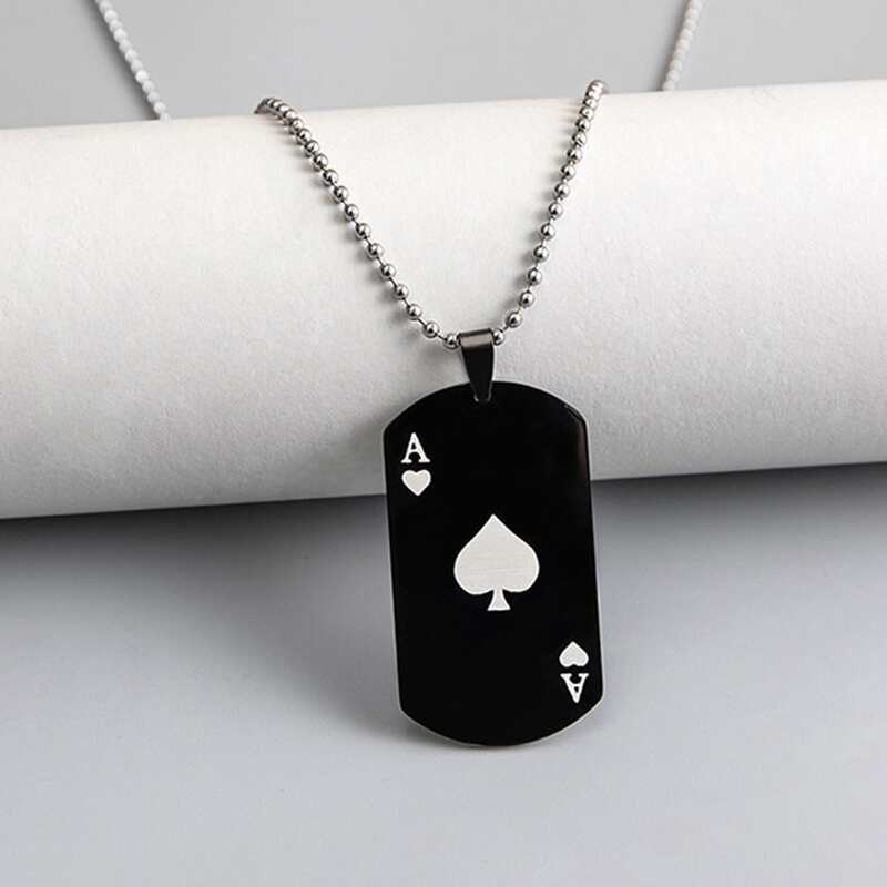 

Playing Card Pendant Necklace, Black