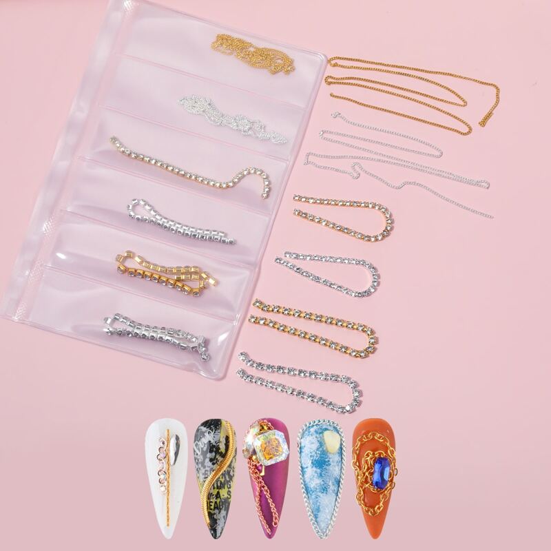 

1pack Chain Nail Art Decoration, Multicolor