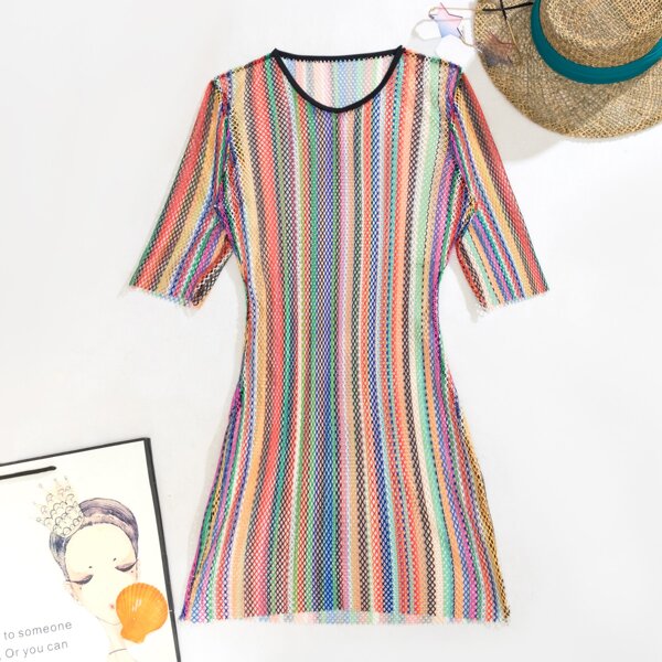 

Colorful Striped Cover Up, Multicolor