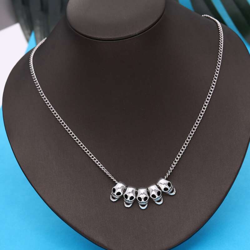 

Skull Chain Necklace, Antique silver