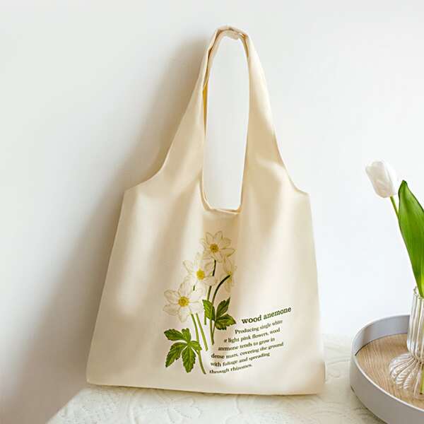 

Floral Graphic Shopper Bag, Beige