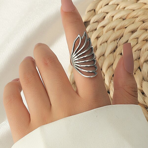 

Hollow Out Alloy Ring, Antique silver