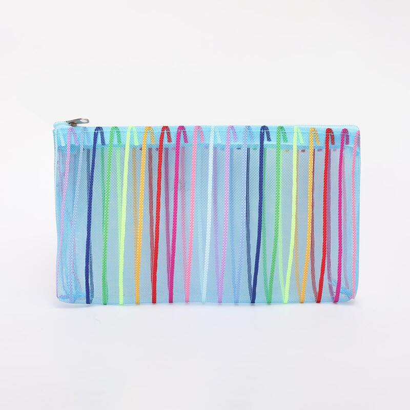 

Colorful Striped Mesh Makeup Bag, Multicolor