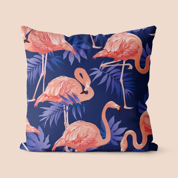 

Flamingo Print Cushion Cover Without Filler, Multicolor