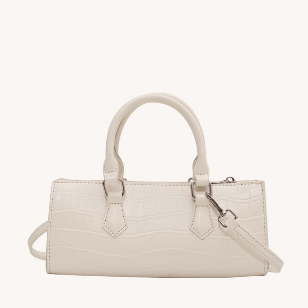 

Croc Embossed Satchel Bag, Beige