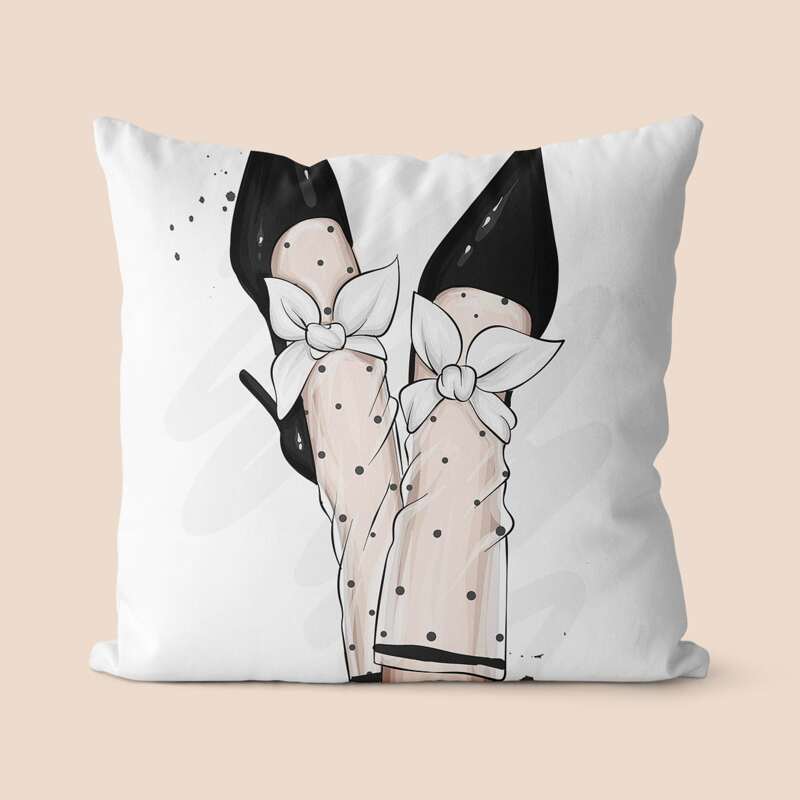 

High Heels Print Cushion Cover Without Filler, Multicolor