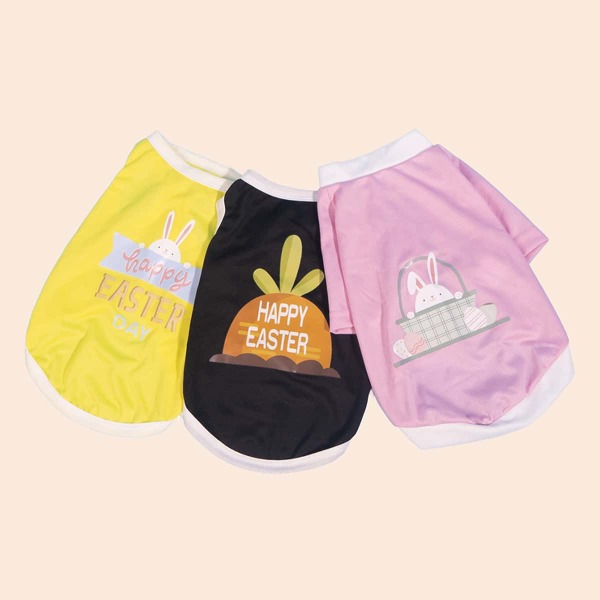 

3pcs Easter Rabbit Print Pet Tank, Multicolor