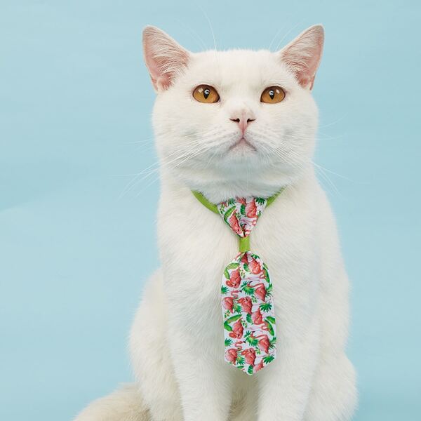 

Flamingo Print Pet Tie, Green