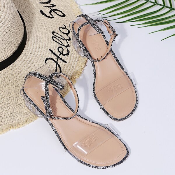 

Clear Chunky Heeled Sandals