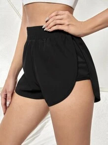 Gameset SHEIN Sport Breathable 2 In 1 Sports Shorts Sweater Shorts - Black - View 1