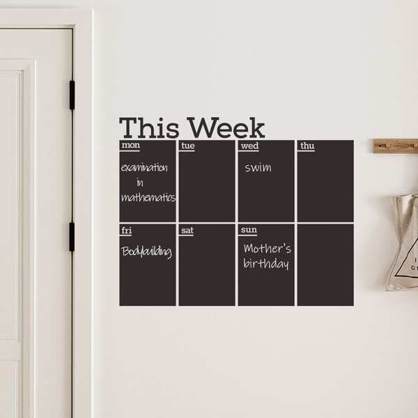 

1set Week Plan Blackboard Sticker, Black