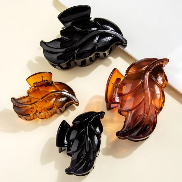 

4pcs Leaf Design Hair Claw, Multicolor