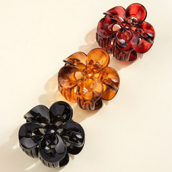 

3pcs Resin Hair Claw, Multicolor