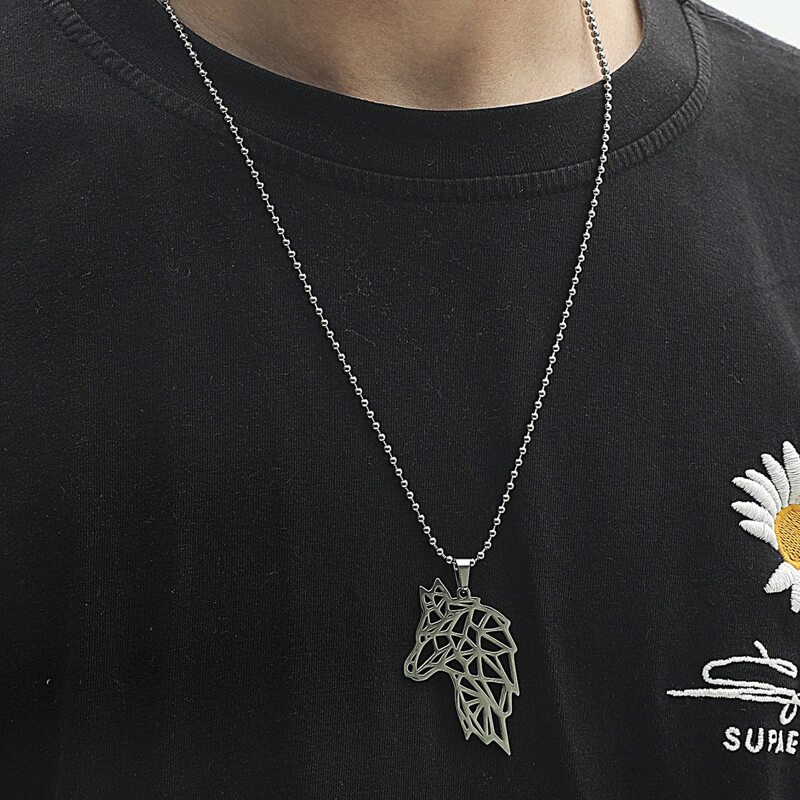 Guys Stainless Steel Pendant Necklace, Silver